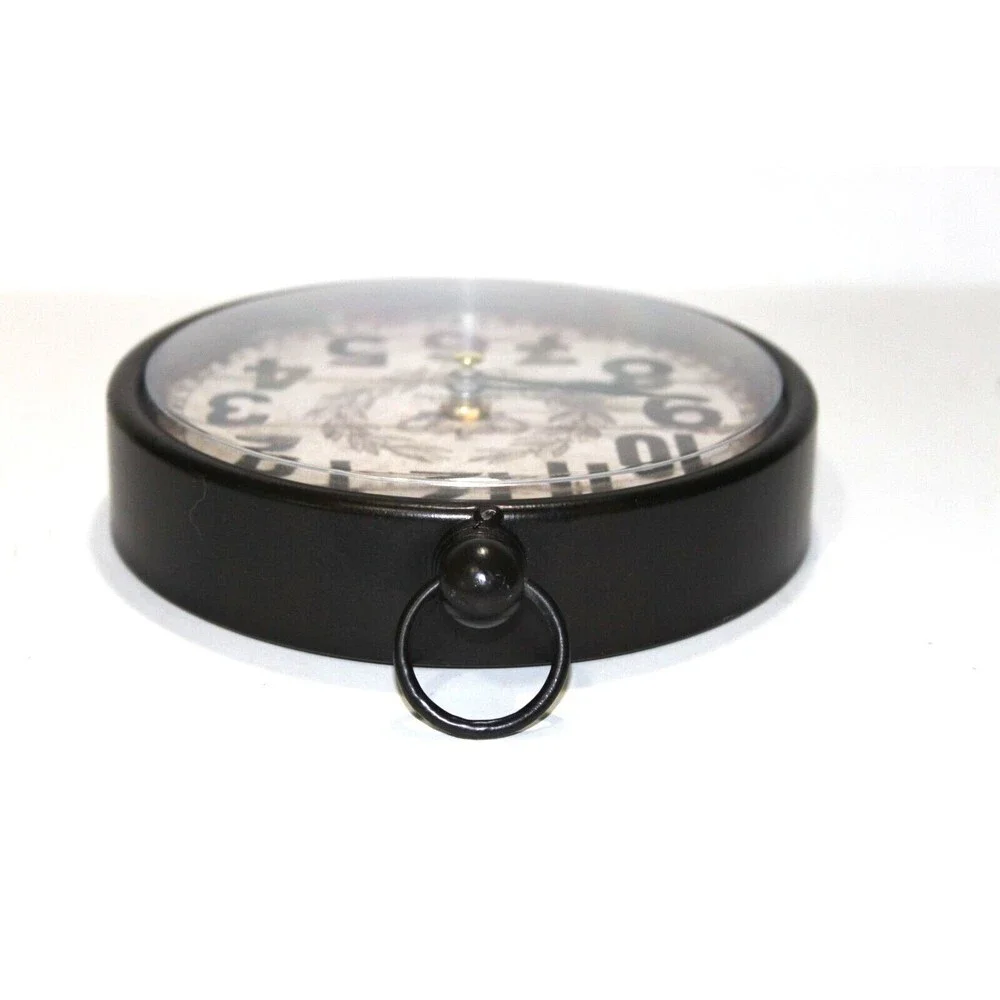 Vintage Style Black White Wall Clock Antique Round Metal Crown London 7.5”x6.5”